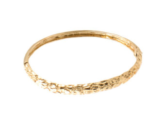 14k gold bangle bracelet with nugget texture - gold nugget textured bangle  - hinged bapsrhh