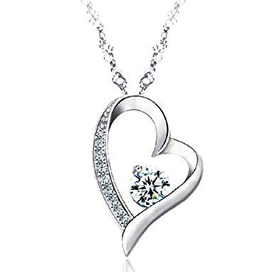 14k white gold overlay sterling silver forever lover heart pendant necklace ixyroih