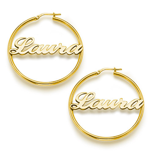 18k gold plated sterling silver hoop name earrings fhyxhhc