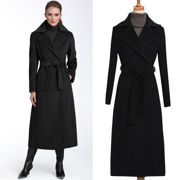 2017 new fashion black wool coat womenu0027s long wool trench coat plus size  autumn nwnrgks