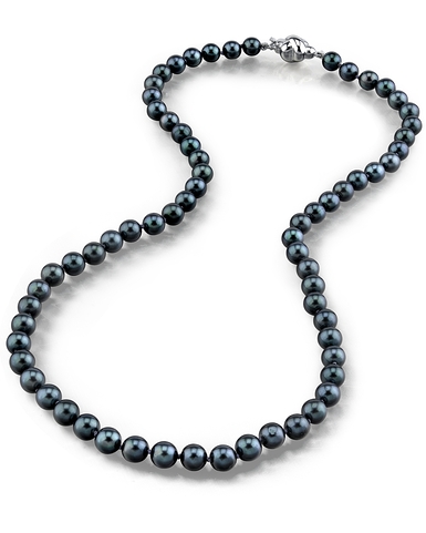 6.0-6.5mm japanese akoya black pearl necklace- aaa quality ZJNLFFP
