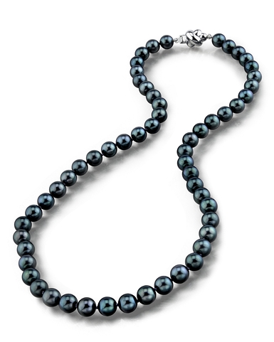 7.0-7.5mm japanese akoya black pearl necklace- aaa quality WZGQSTV