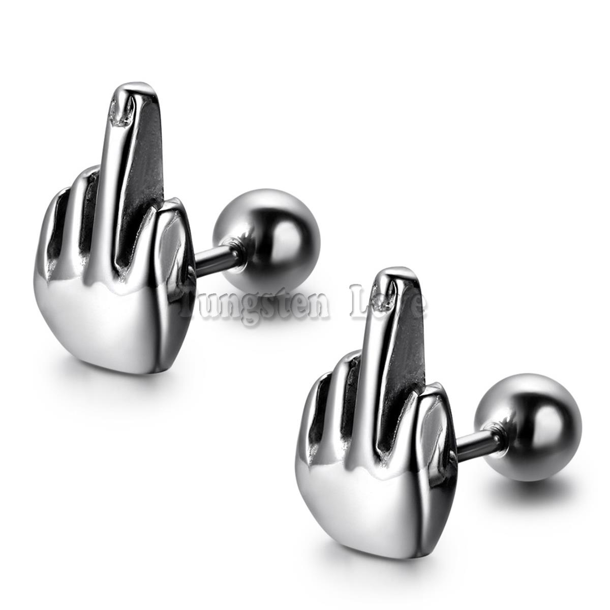 aliexpress.com : buy fashion rock 2pcs middle finger shape men earrings  summer style pierced yfcnkup