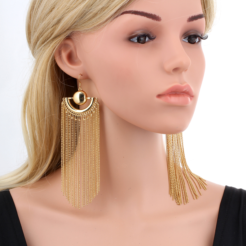 aliexpress.com : buy gold color chain tassel drop dangle long earrings for  women big otztmjs