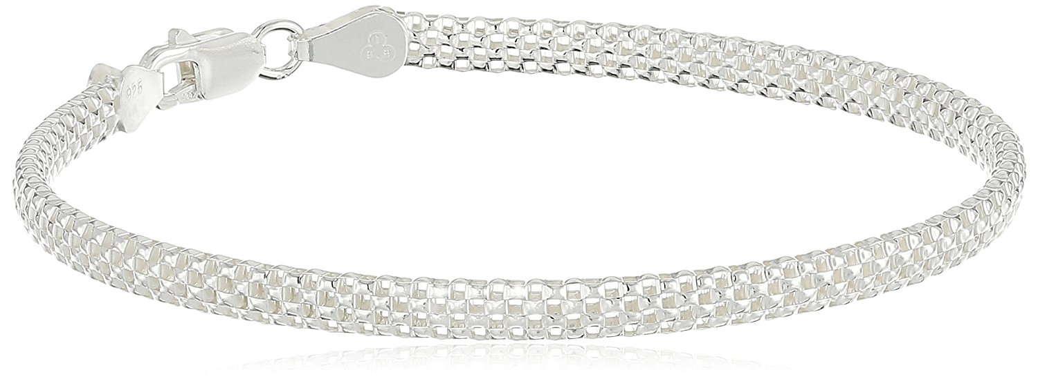 amazon.com: sterling silver mesh chain bracelet, 7 crzofsw