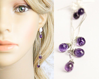 amethyst earrings elegant jewelry gemstone earrings gift/for/girlfriend  birthday gift mom purple earrings IFIUTHN