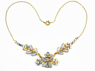 antique necklaces vintage 1950s blue moonstone u0026 aurora borealis necklace LSFGWBN