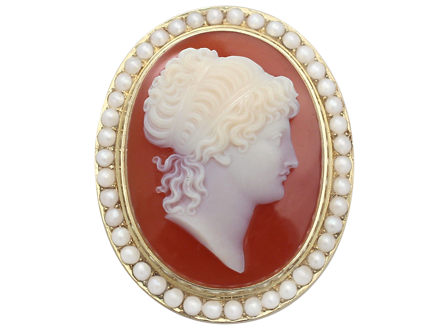 antique victorian cameo brooch with pearls, 15 ct yellow gold oahwjrc