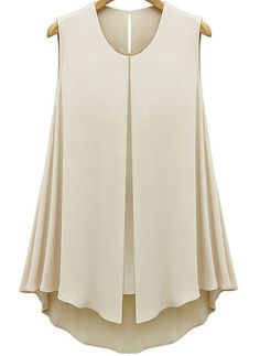 apricot sleeveless double layers chiffon blouse - sheinside.com jbxhexv