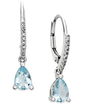 aquamarine earrings aquamarine (1-1/10 ct. t.w.) and diamond (1/ OGJLHXT
