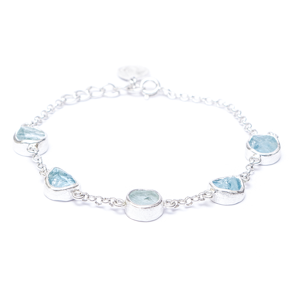 aquamarine gemstone sterling silver handmade ladies bracelet izpxqjy