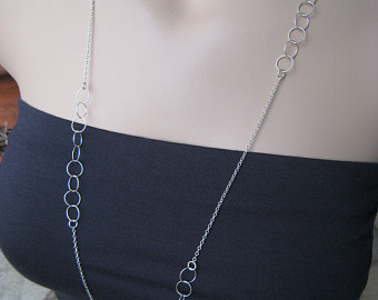 asymmetrical long silver necklace by irisjewelrydesign, fall fashion jwcglhi