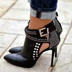 attractive black rivets decorated ankle boots wnmjuey