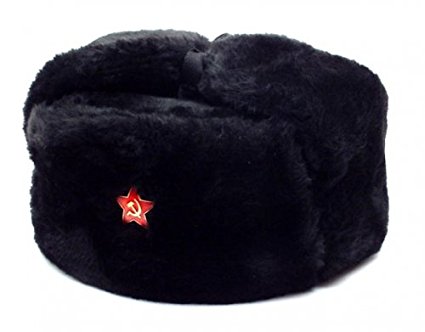authentic russian military black ushanka hat red star hammer and sickle  size small celzvzk