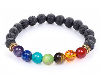 beaded bracelets 7 chakra healing bracelet with volcanic lava, mala bracelet meditation  bracelet - protection, energy DZDVLFT