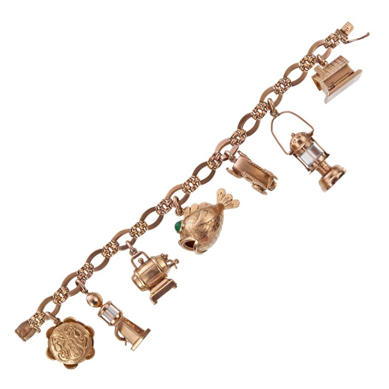 big charm 1940u0027s rose gold charm bracelet 3 qcohatm