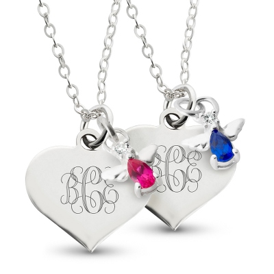 birthstone necklace girls sterling silver angel birthstone necklaces BPWDNBS