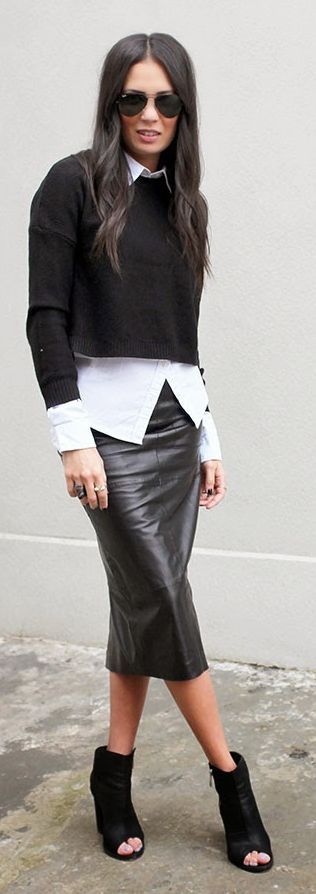 black leather pencil skirt fall inspo by lysana fashion obsessed fkcixtz