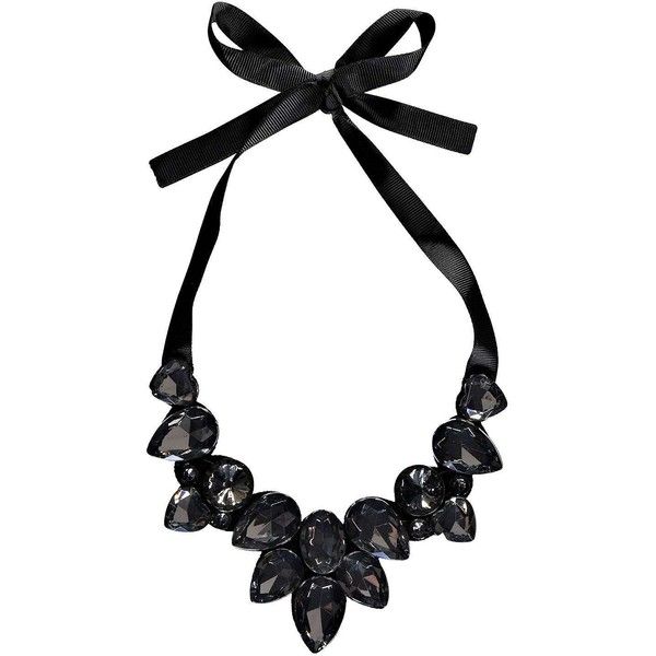 black necklace boohoo kia ribbon tie statement necklace ($8) ❤ liked on polyvore featuring  jewelry, WKPOMHB