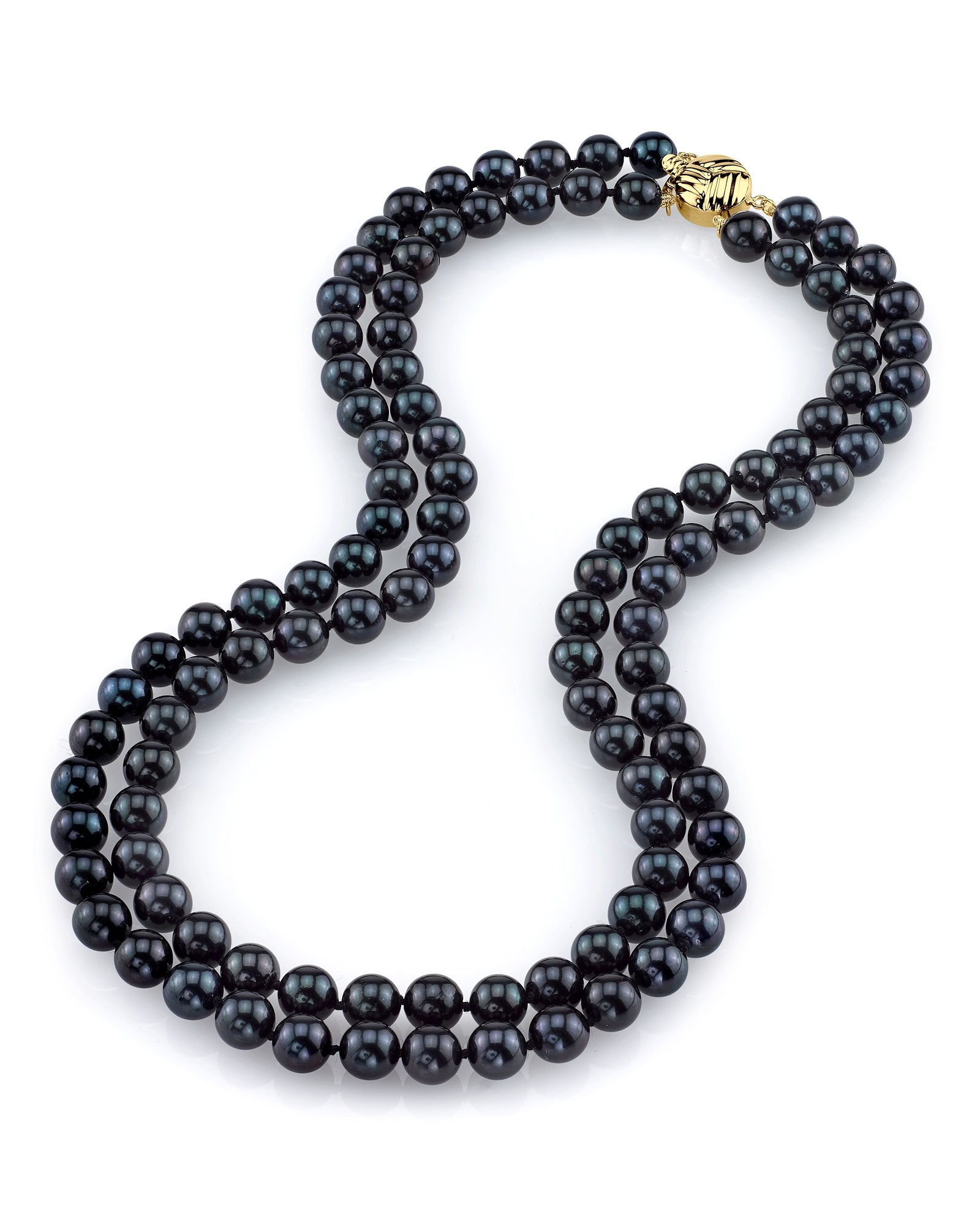 black necklace japanese akoya black pearl double strand necklace RGNNHDP