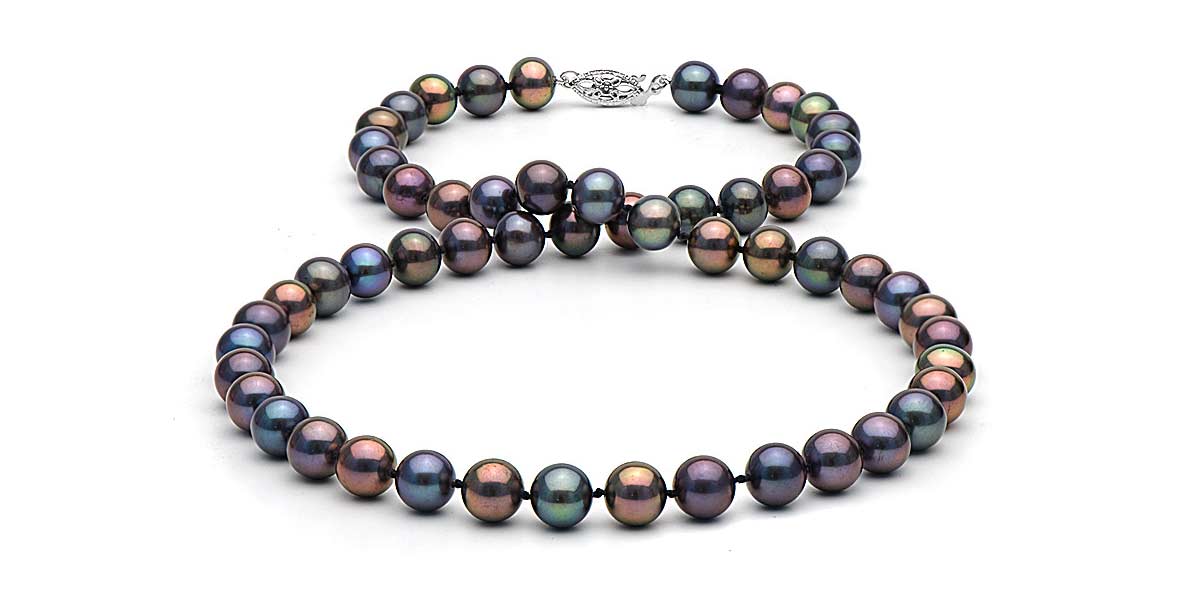 black pearl necklace black freshwater pearl necklace: 7.5-8.0mm ZSMBBQG