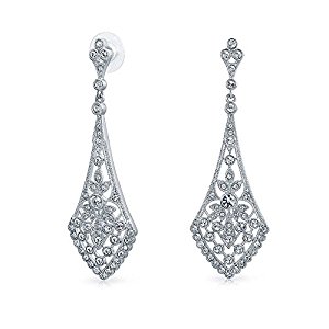 bling jewelry leaves crystal bridal chandelier earrings rhodium plated dwjnnjh