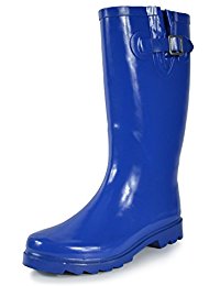 blue boots arctiv8 womenu0027s waterproof rubber mid calf tall pull on winter snow rain  boots fnvqgwn