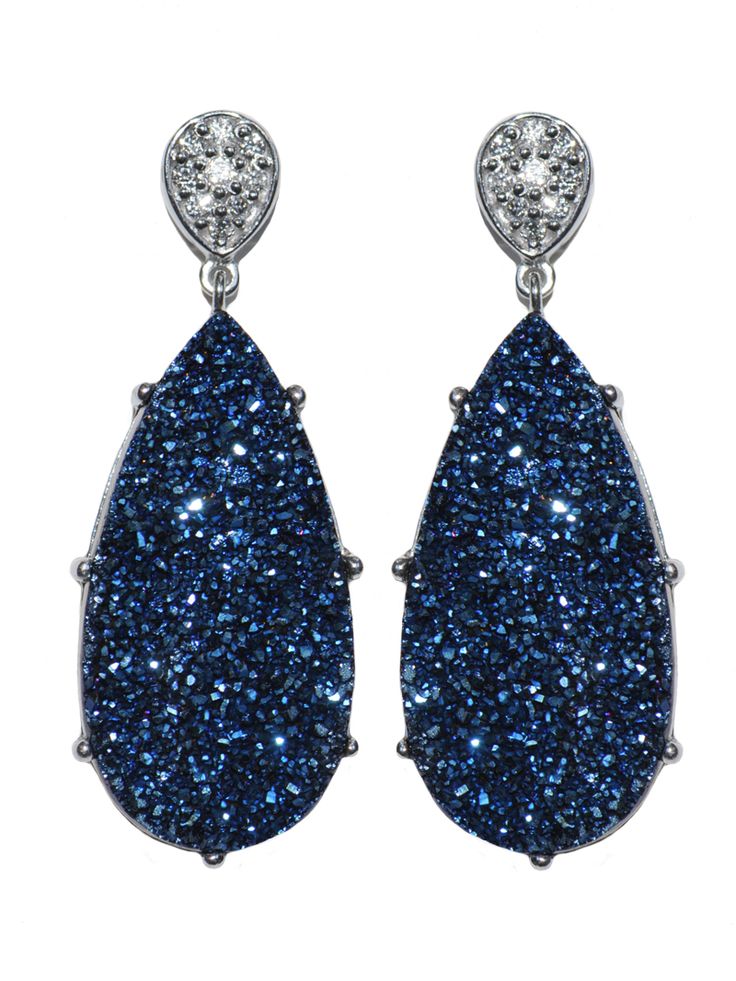 blue earrings anzie - classique pave pear earrings - blue drusy EBMQTVS