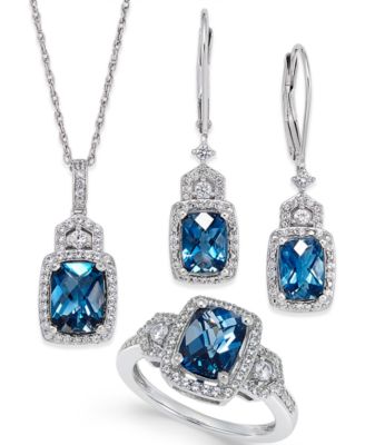 blue topaz earrings london blue topaz (4-3/5 ct. t.w.) and white topaz DONIVUW