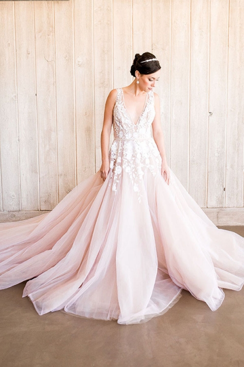 blush wedding dress stunning modern ball gown in blush with floral embroidery jzlvnsj