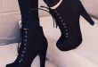 boots with heels shoes booties heels black boots with laces black boots boots black heels  black shoes prcmqlh