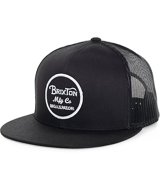 brixton wheeler black trucker hat rhtfclu
