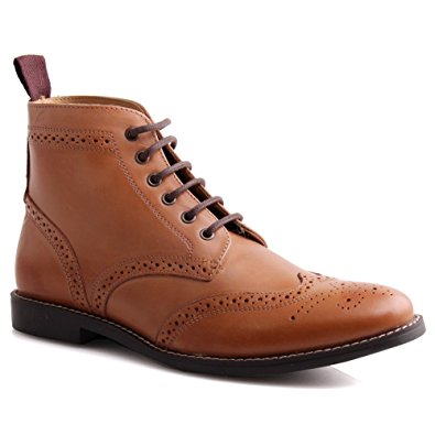 brogue boots unze mens leather u0027tayloru0027 lace up brogue ankle boots ... zbppjwu
