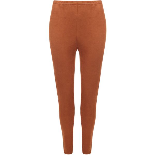 brown leggings danika suede look leggings ($26) ❤ liked on polyvore featuring pants,  leggings, qwiocev