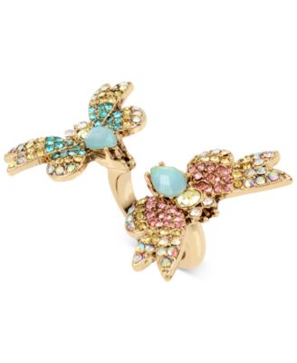 butterfly jewelry betsey johnson gold-tone multi-crystal butterfly ring yuxldct