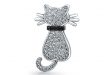 cat jewelry bling jewelry silvertone white pave cz cat animal brooch pin cpogmkq