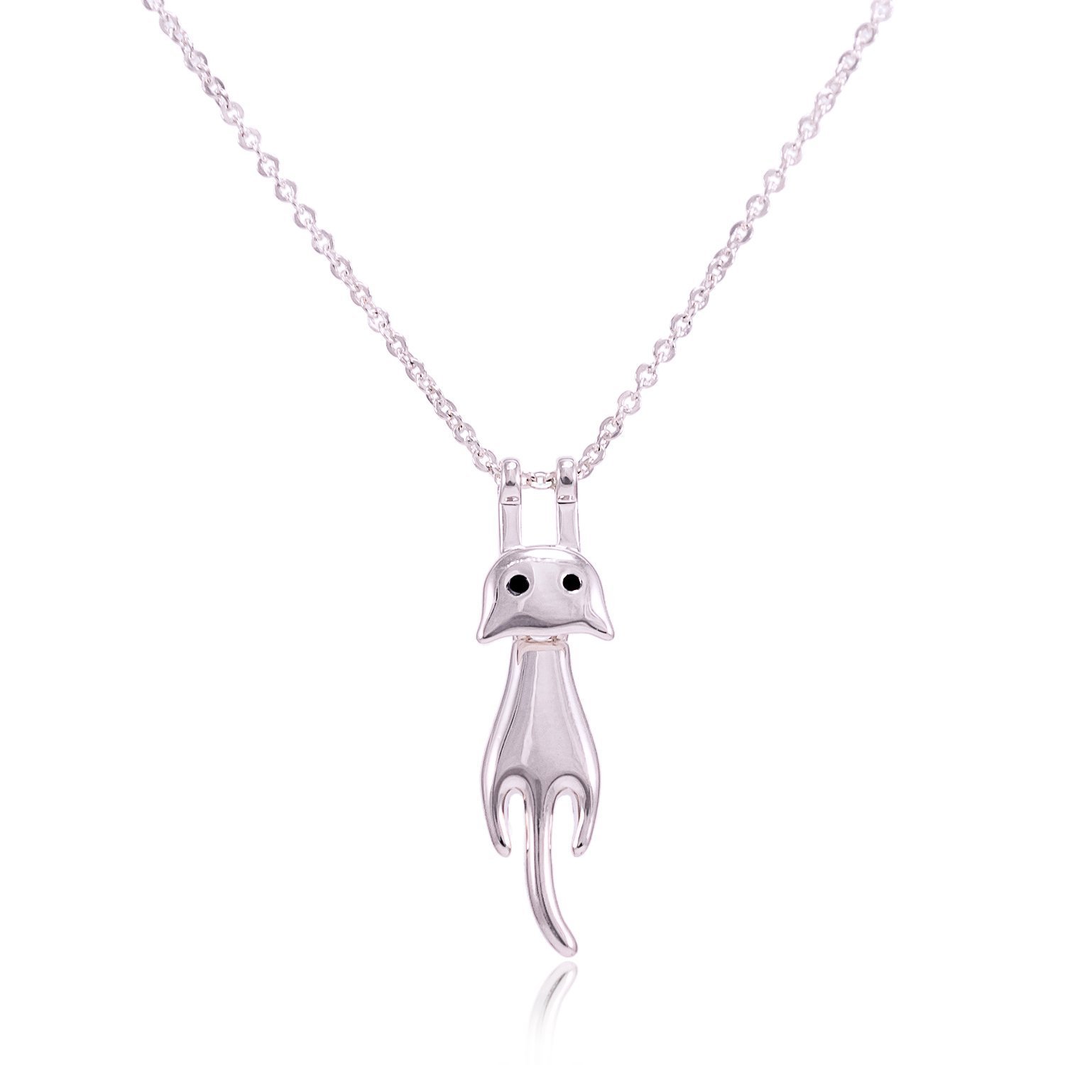 cat jewelry silver plated lucky cat girl pendant and necklace - the dog paws u0026 the cat hksbuje