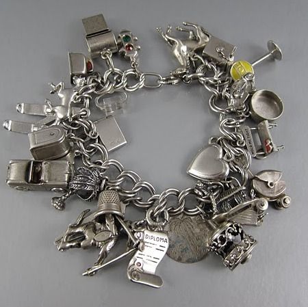 charm bracelets vintage charm bracelet with 28 charms | fine estate sales mswbrfd