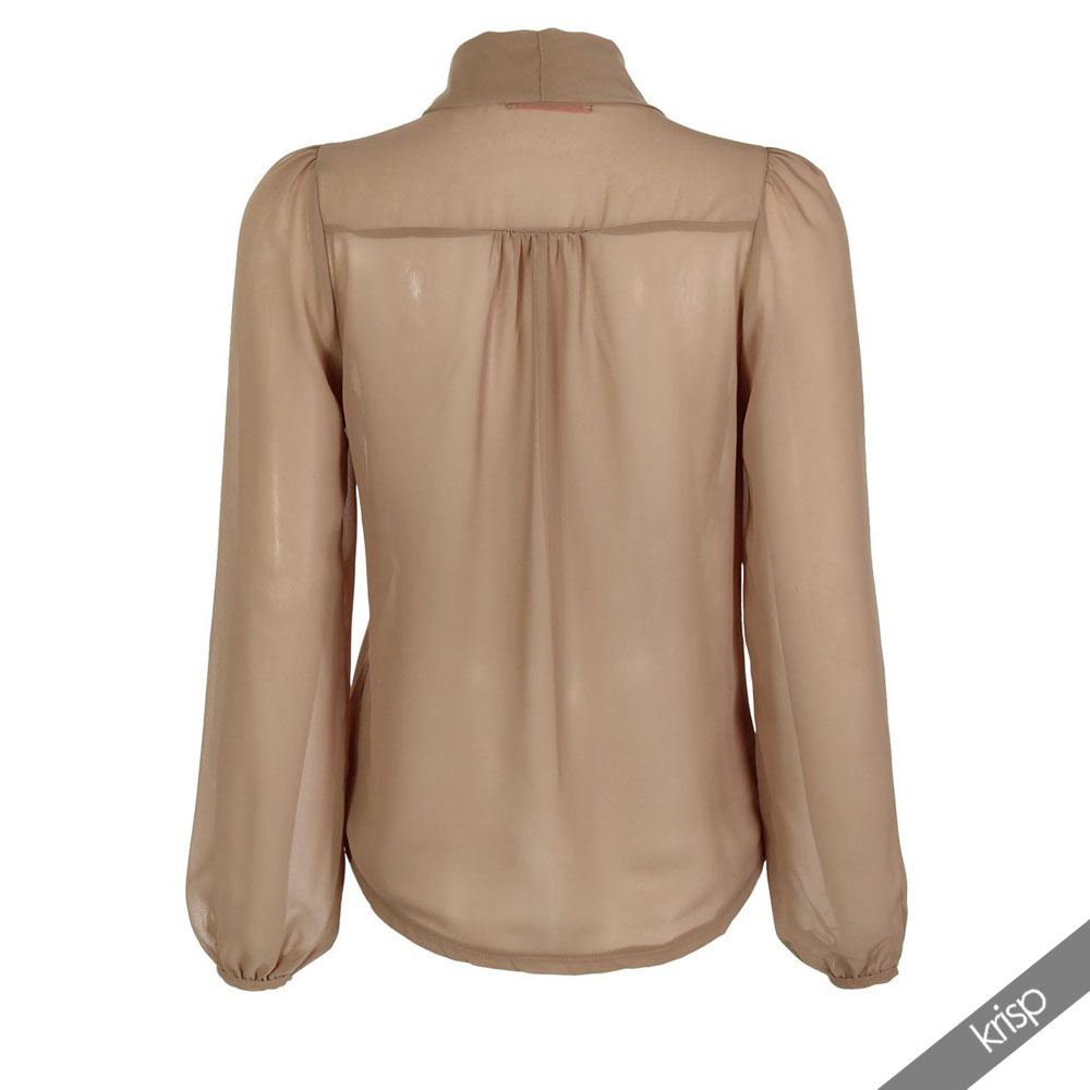 chiffon blouse krisp-womens-see-through-chiffon-blouse-ladies-tie- iueetzt