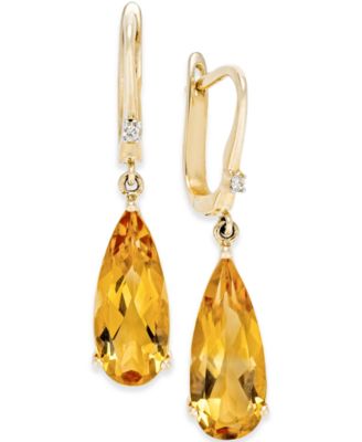 citrine earrings citrine (5 ct. t.w.) and diamond accent drop earrings in 14k gold noyrihz