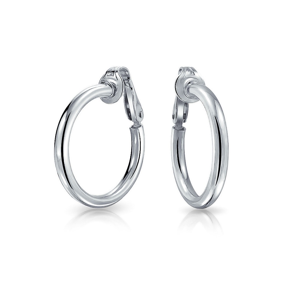 clip earrings bling jewelry 925 sterling silver classic clip on hoop earrings jqokuqb