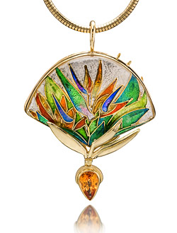 cloisonne enamel jewelry - current jewels gallery - bird of paradise  necklace vohpjyi