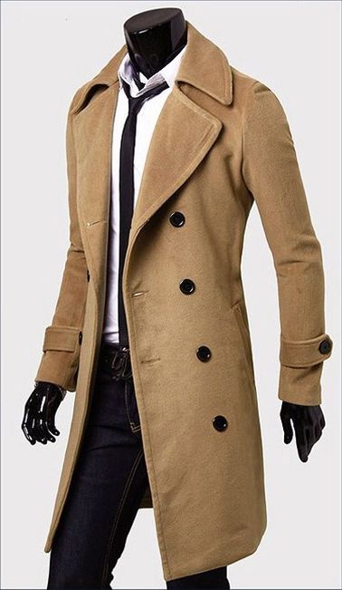 coats for men fashionable casual style long sleeves solid color slimming double breasted  coat for men found smkkzji