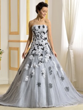 colorful wedding dresses floor length a-line strapless lace appliques color wedding dress exlnkkn