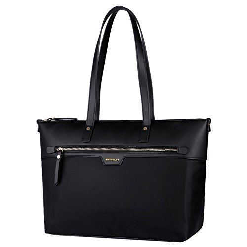 computer bags for women laptop tote, brinch nylon pu leather stylish zipper carrying shopping  duffel bag travel business xabewcm