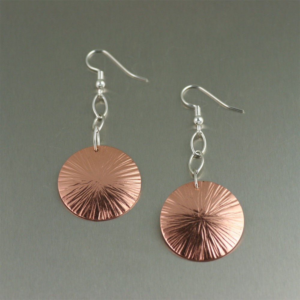 copper jewelry chased copper disc earrings knhzitp