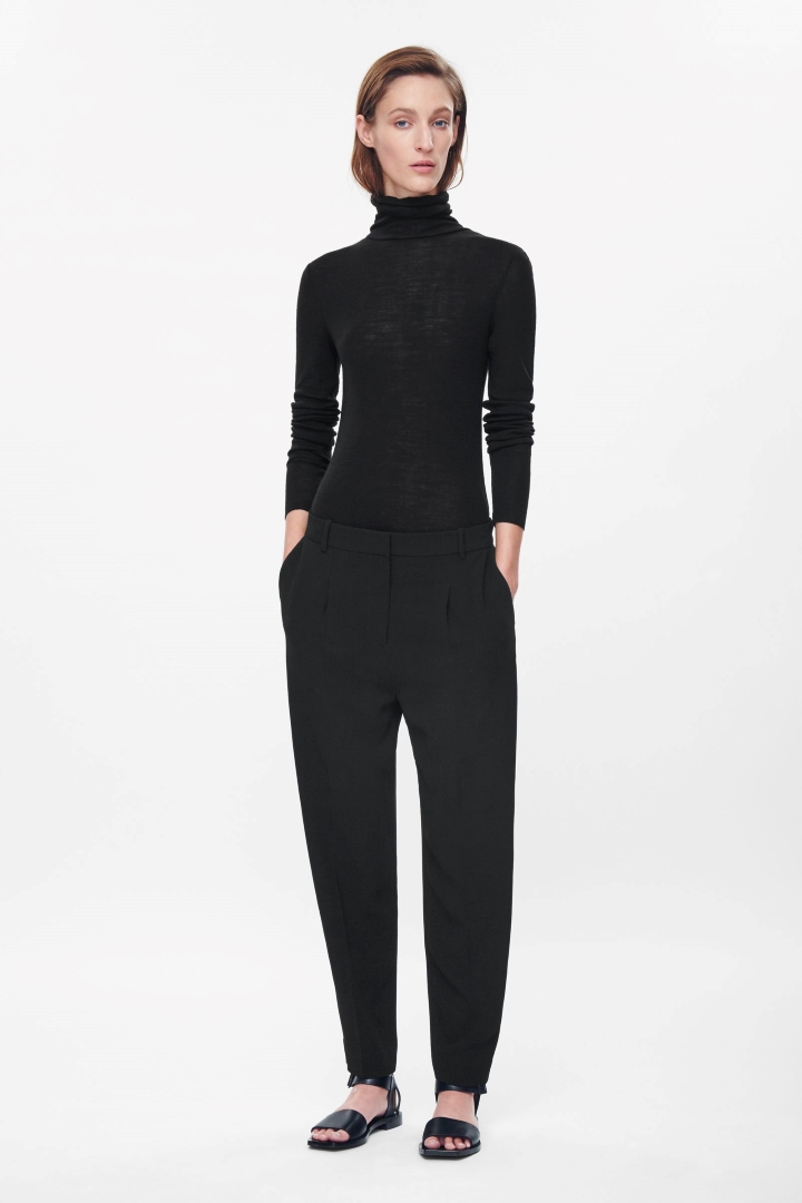 cos image 1 of pleated tapered trousers in black dzgyxqt
