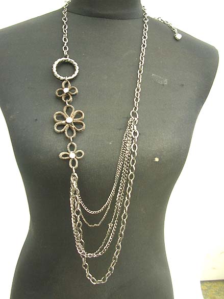 costume jewelry necklaces long-necklaces, wholesale costume jewelry necklace with black chain and  daisy flower design ffbcpwy