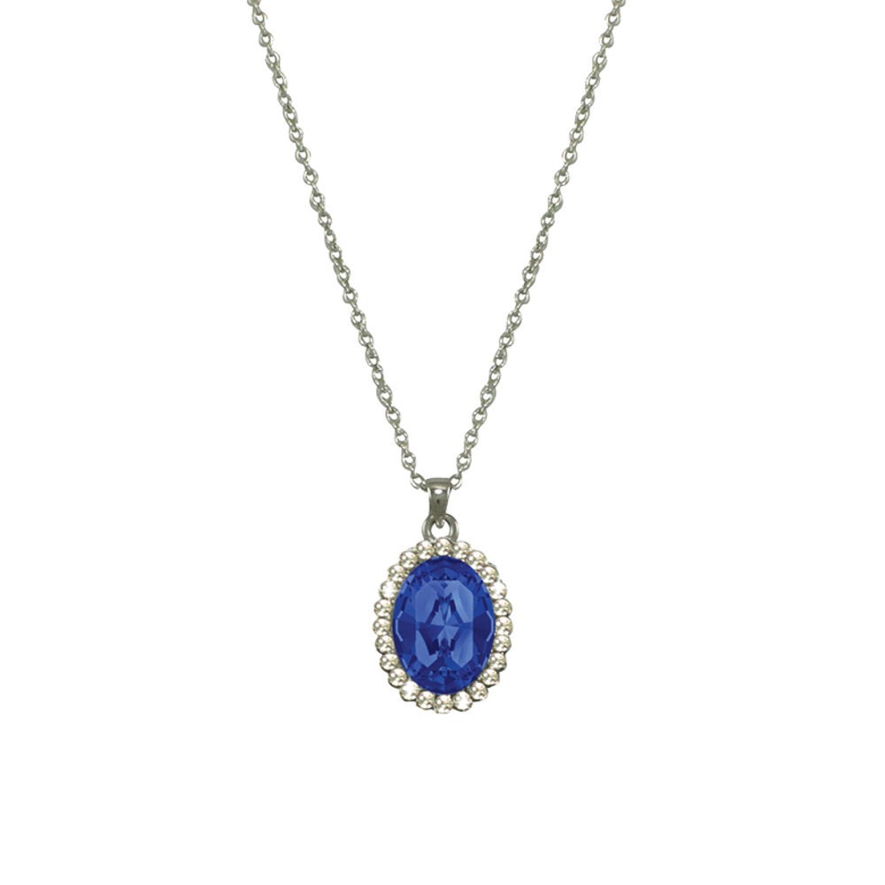 countess oval sapphire blue crystal silver tone pendant necklace grbvxft