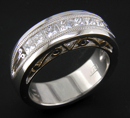 custom wedding rings custom wedding ring with seven princess-cut diamonds. kdqyqia